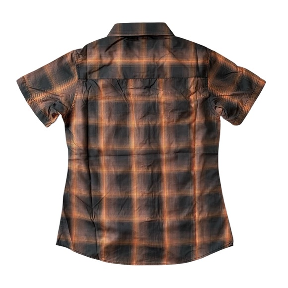 NWT Dixxon Flannel Company Orange & Black Plaid Pearl Snap Bamboo Blend Shirt - Picture 6 of 7